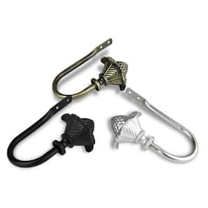 Florian Black Steel Hook Curtain Holdback (Set of 2)