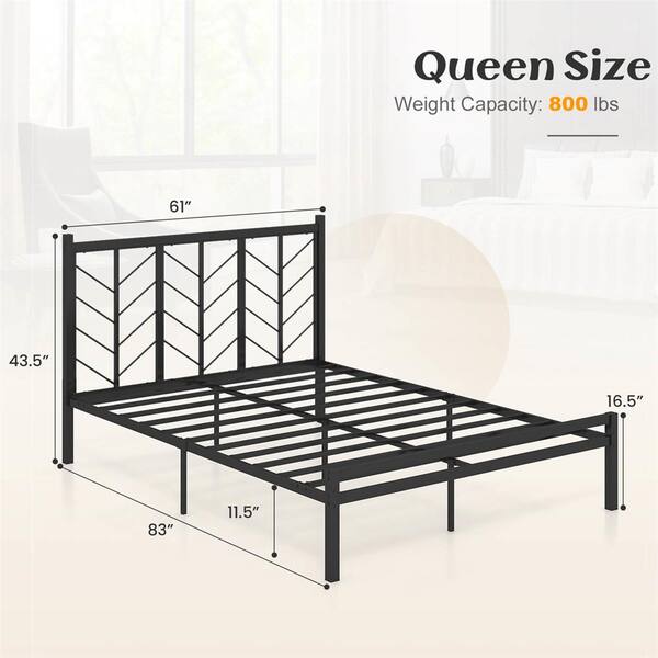 user_282b0fa9 Costway Black Metal Frame Queen Platform Bed with Headboard