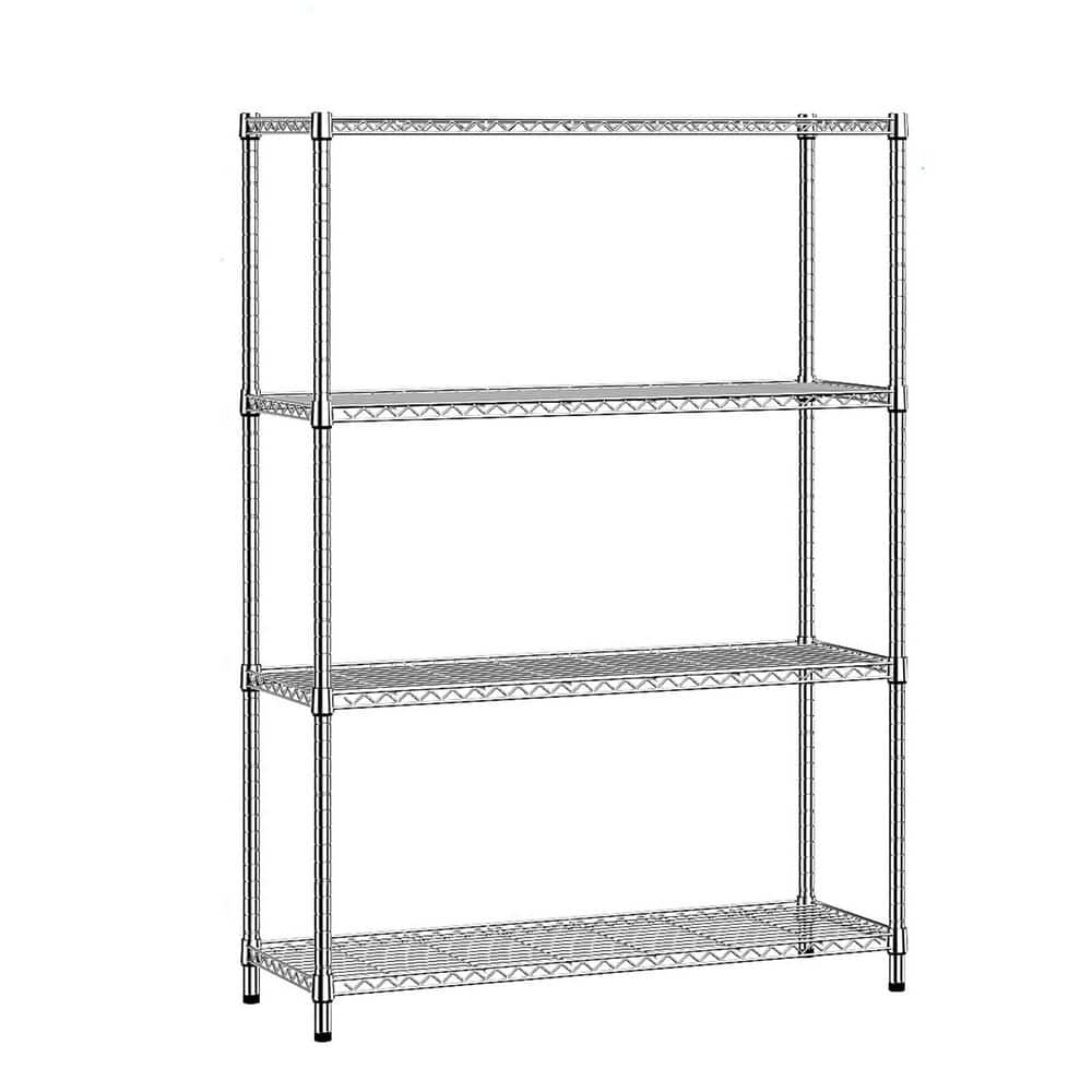Heavy Metal Wire Rack, 4-Tier Garage Adjustable Standing Shelving Unit in Chrome (15.7 in. W x 59.1 in. H x 45.3 in. D) price history on PriceWatchPro