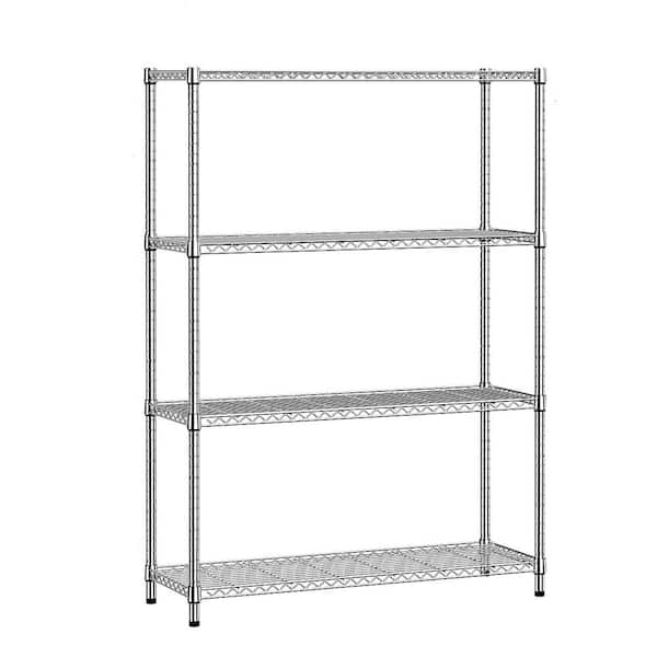 Heavy Metal Wire Rack, 4-Tier Garage Adjustable Standing Shelving Unit in Chrome (15.7 in. W x 59.1 in. H x 45.3 in. D)