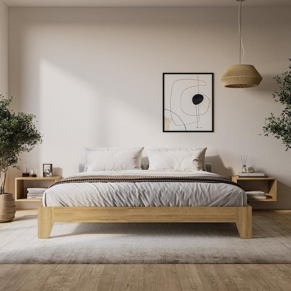 Aiko Brown Wood Frame King Platform Bed Frame