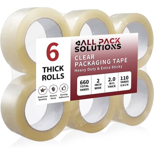 2 in. Wide x 330 ft. Clear Sealing Tape for Carton Box Packing Shipping 2.0 Mil Thick (6 Rolls)