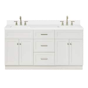 Hamlet 67 in. W x 22 in. D x 36 Double Sink Freestanding Bath Vanity in White with Pure White Quartz Top