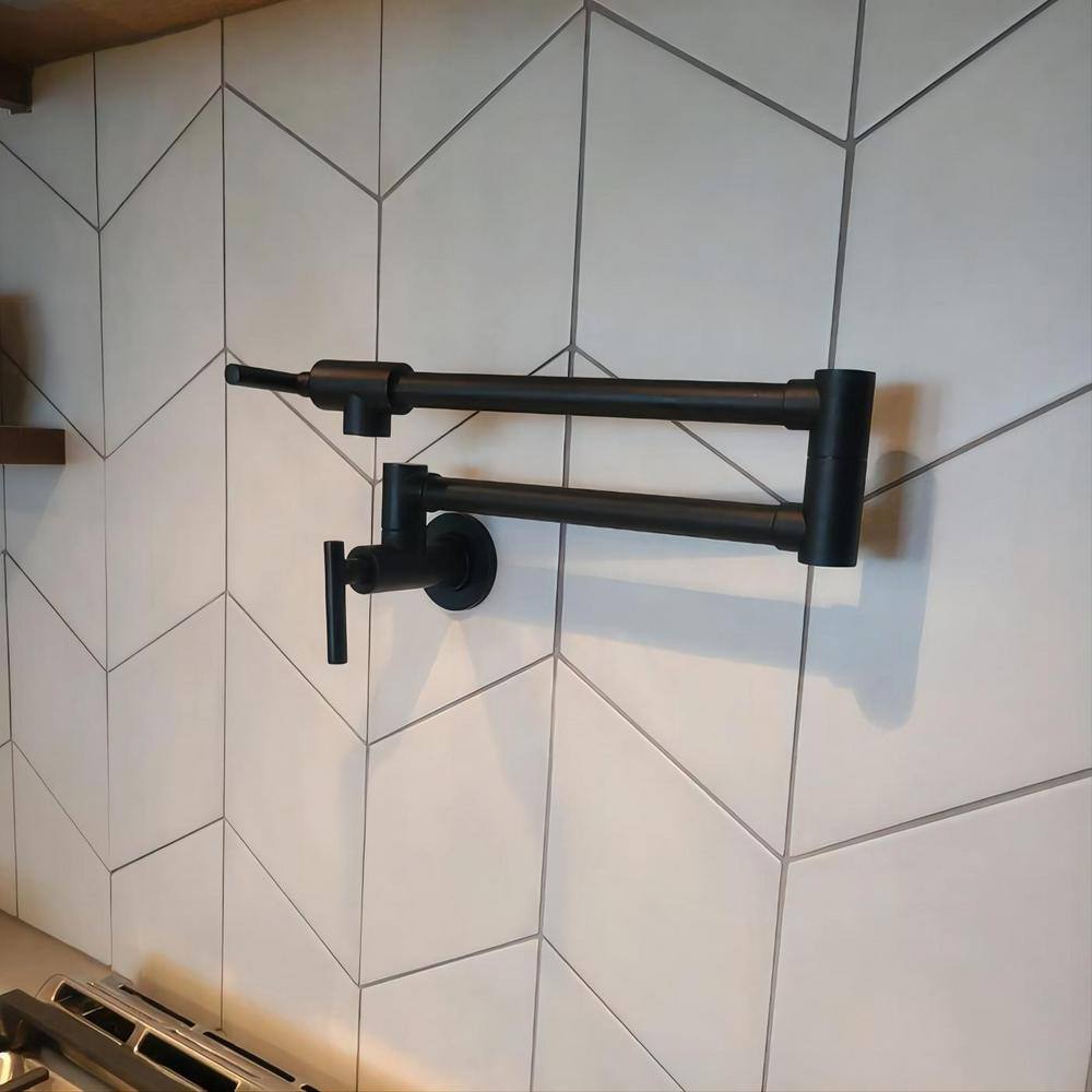 Single Hole Brass Wall Mount Kithchen Pot Filler Faucet With 2 Handles for 