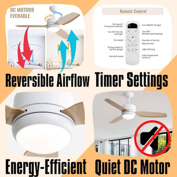 Modern Series 46 in. Brown Smart Low Profile 3-Blade Ceiling Fan with LED Light with Remote Downrod Mount