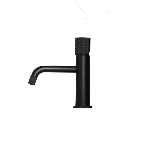 Lukvuzo Modern Contemporary Commercial Metering Single Handle Bathroom Sink Faucet and Hot Cold Mixer in Black