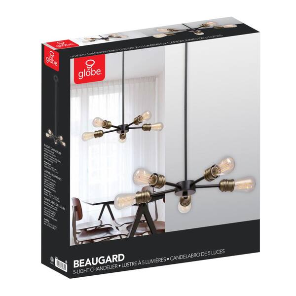 Globe Electric Beaugard 5 Light Matte Black Chandelier 65834 Globe Electric Beaugard 5 Light Matte, Beaugard 5 Light Matte Black Chandelier