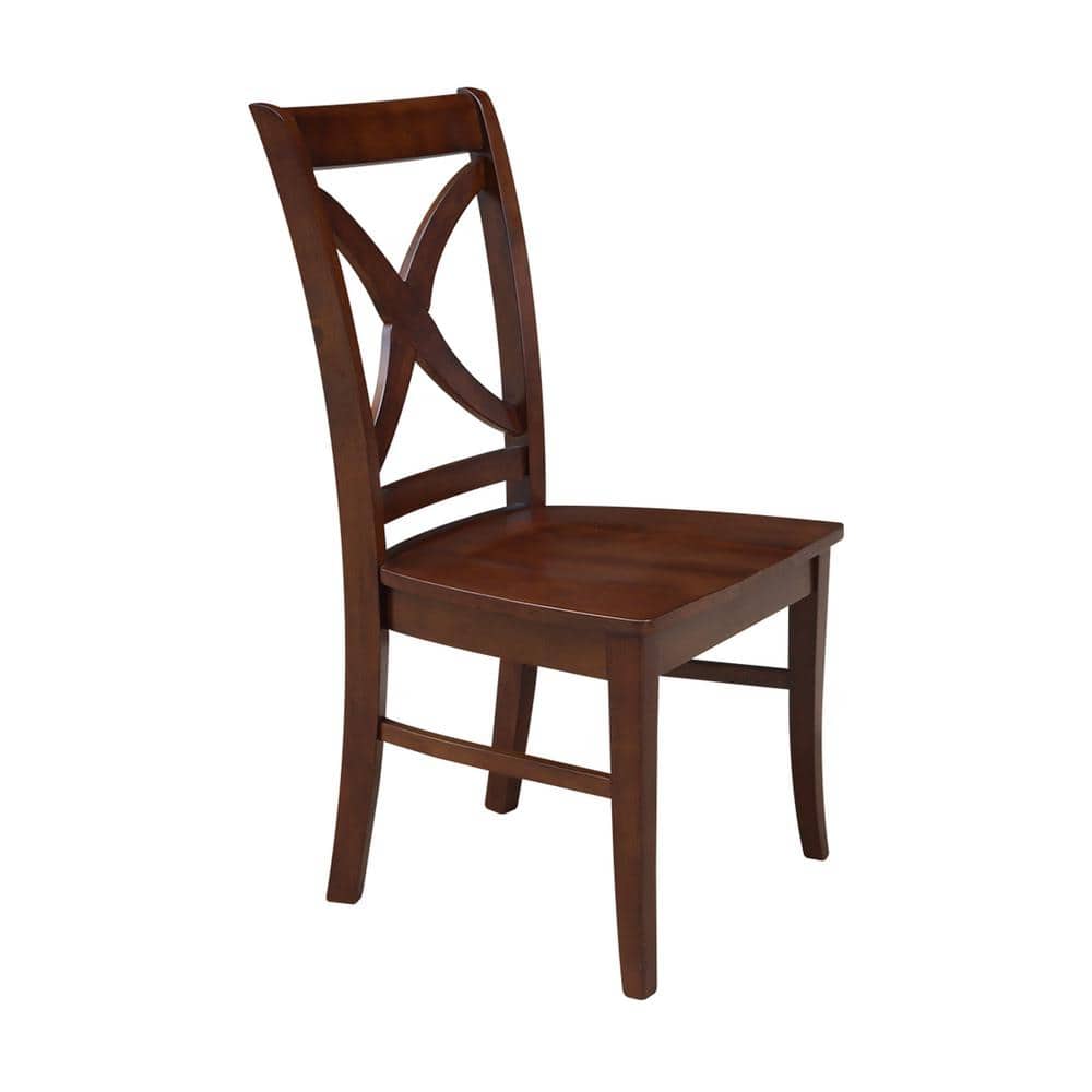 Set of 2 Vineyard Espresso Solid Wood Cross-Back Dining Chairs