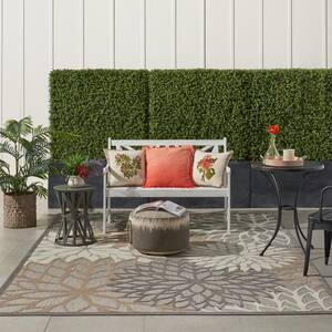 Aloha Patio Natural 7 ft. x 10 ft. Floral Modern Indoor/Outdoor Area Rug