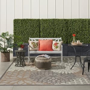 Aloha Natural 10 ft. x 13 ft. Floral Modern Indoor/Outdoor Patio Area Rug