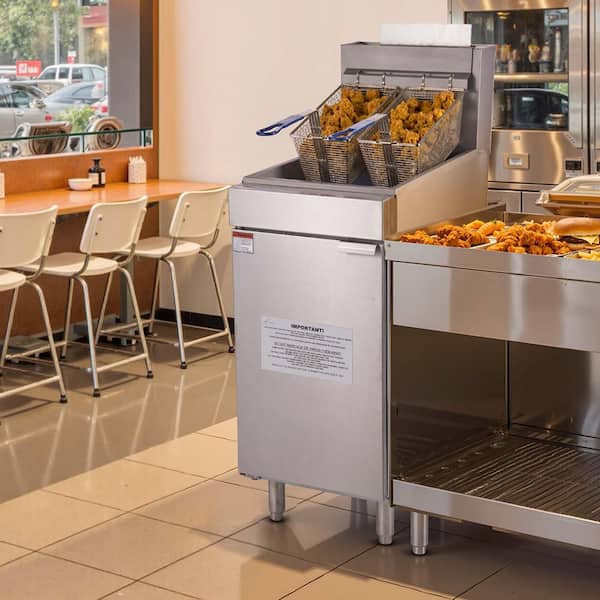 SKYSHALO 3-Burner Commercial Deep Fryer, 21 qt. Stainless Steel