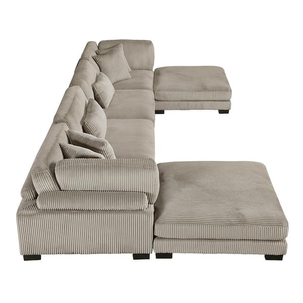 ARGUE RAYON CUPRA SOFT PILE VELVET size② Lazzara Turbo 180 in. Pillow Top Arm 6-Piece Corduroy Modular