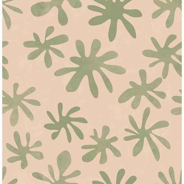 NuWallpaper Pink Blush and Sage Field of Flowers Peel and Stick Wallpaper Sample