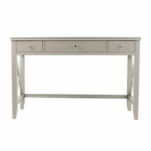 Amelia 48 in. Rectangular Gray Wood 3 Drawer Desk with Drawers