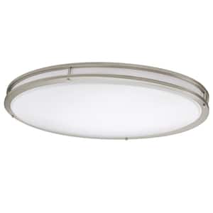 32 in. Oval Orbit Brushed Nickel Adjust Color Temperatures LED Flush Mount Ceiling Light 3000 Lumens Dimmable