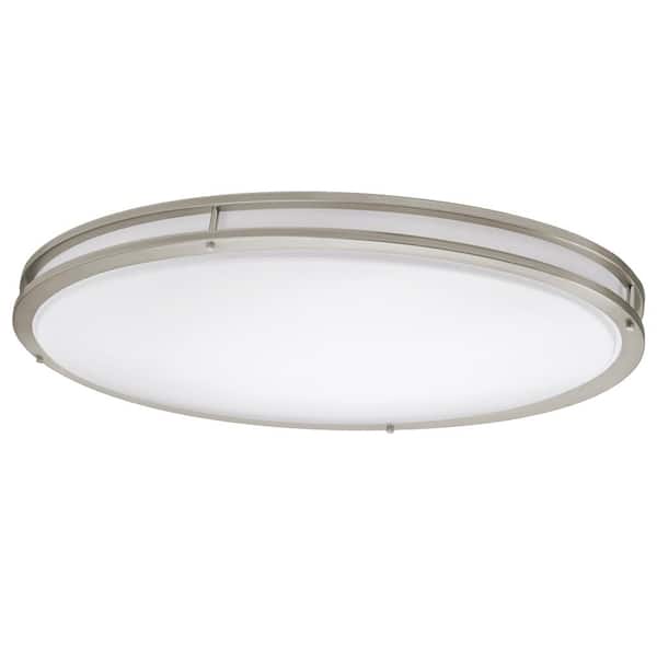 ETi 32 in. Oval Orbit Brushed Nickel Adjust Color Temperatures LED Flush Mount Ceiling Light 3000 Lumens Dimmable