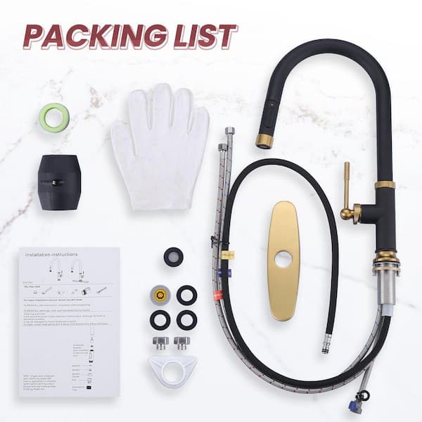 VEVETTA 17 in. Single Handle Metal Pull Down Sprayer Kitchen