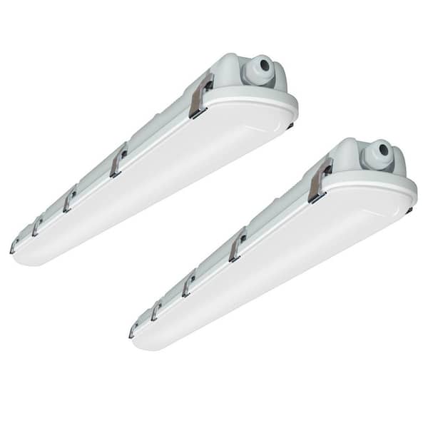 2-Pack 4 ft. White 150 Watt Equivalent Integrated LED Dimmable LED Vapor Tight fixture, CCT/Wattage/Lumen Selectable