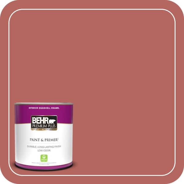 BEHR PREMIUM PLUS 1 qt. #180D-6 Mineral Red Eggshell Enamel Low Odor Interior Paint & Primer