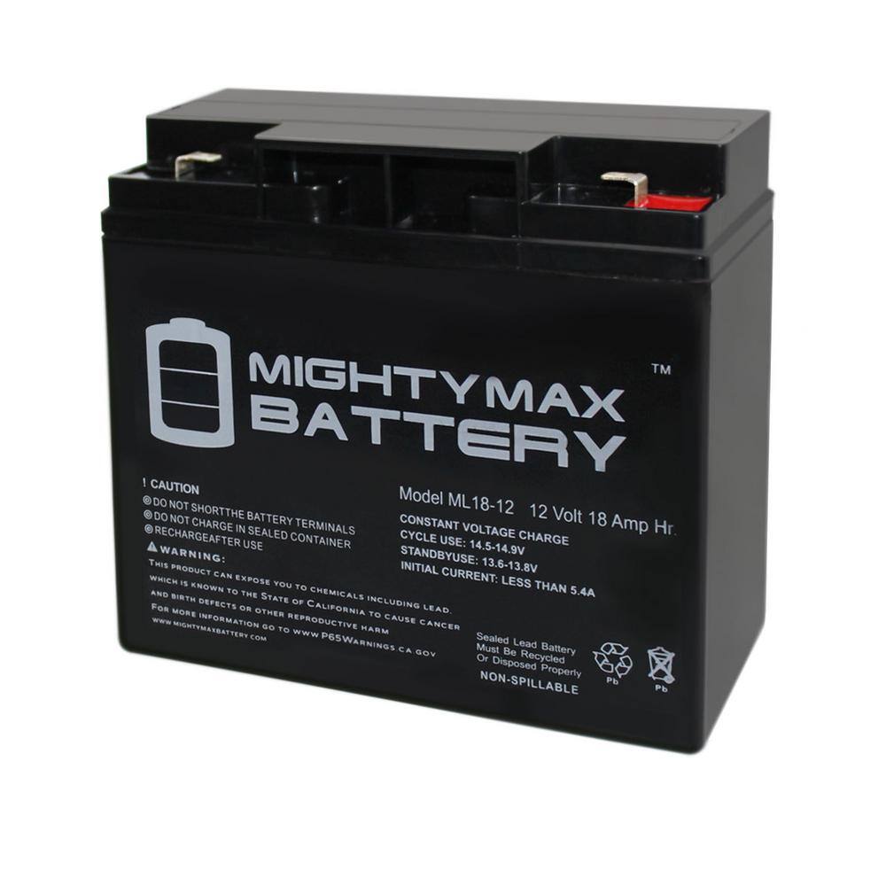 Mighty Max Battery 12V 18Ah F2 SLA Replacement Battery for Universal Ub12180 40648