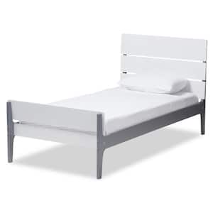 Nereida White and Grey Twin Platform Bed