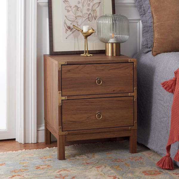 Galio Walnut/Gold 2 Drawer Nightstand