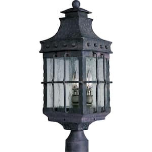Nantucket 3-Light Country Forge Outdoor Pole/Post Mount