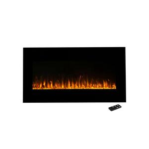 42 in. LED Fire and Ice Electric Fireplace with Remote in Black