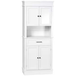 White Buffet with Hutch, Freestanding Kitchen Pantry Storage Cabinet with Doors and Drawer, Adjustable Shelving