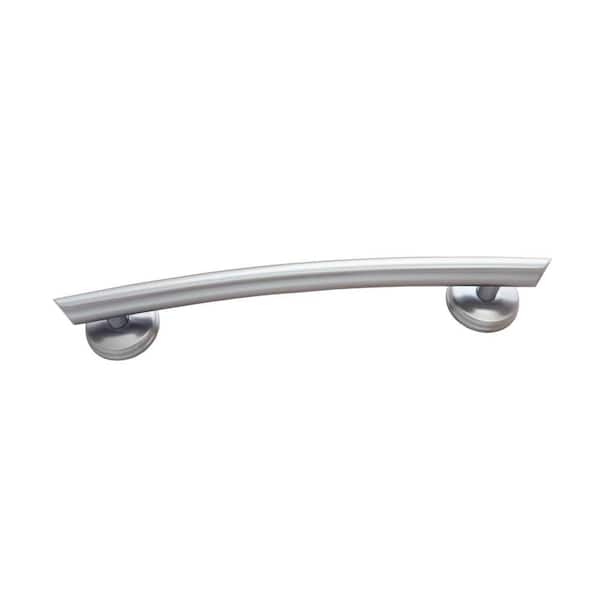 Grabcessories 16 in. x 1.25 in. Curved Contemporary Grab Bar with Grips in Brushed Nickel