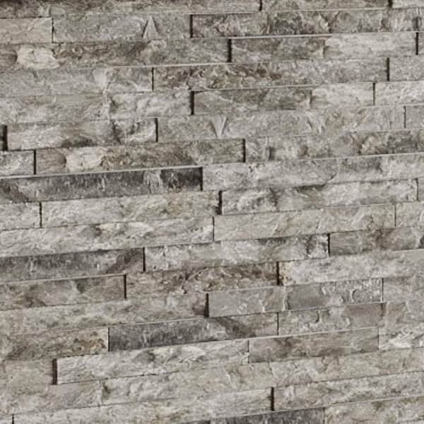 CRUZ BAY STUDIO Slender Strip 3 in. x 12 in. Ashen Grey Split Face Marble Wall Tile (5.28 sq. ft./Case)