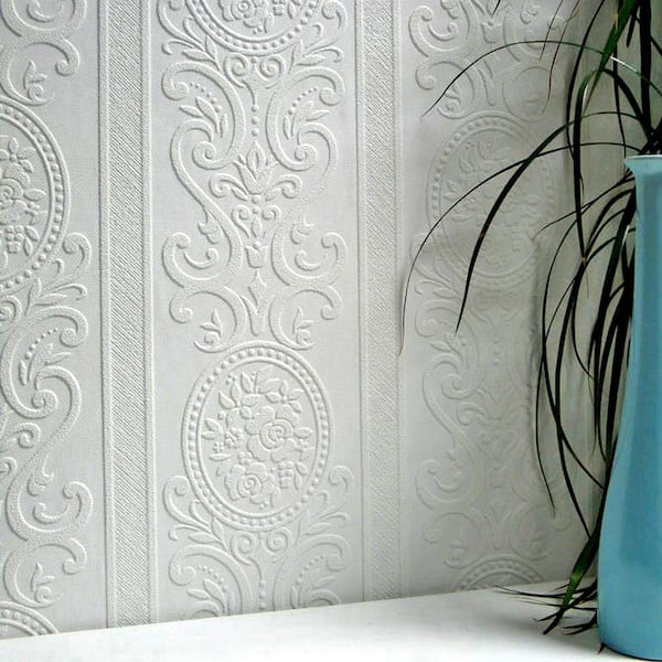 Louisa Paintable Textured Vinyl Non-Pasted Wallpaper Roll (Covers 57.5 Sq. Ft.)