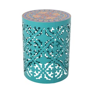 Chetola 13.75 in. x 18.25 in. Multicolor Round Marble End Table