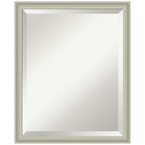 Amanti Art Florence Silver 17.75 in. x 21.75 in. Beveled Casual Rectangle Framed Bathroom Wall Mirror in Silver