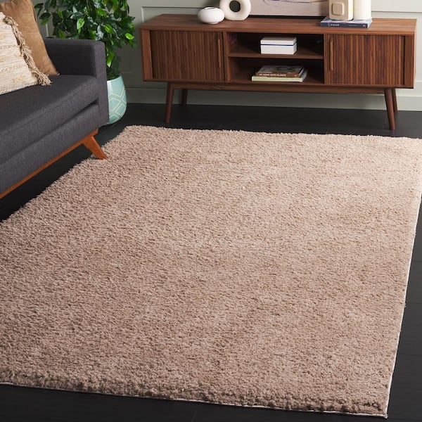 Rumi Shag 9 ft. x 12 ft. Beige Modern Solid Area Rug