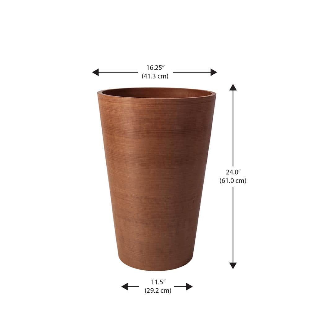 Valencia Tall Terracotta Composite Resin Planter with Elevated Shelf