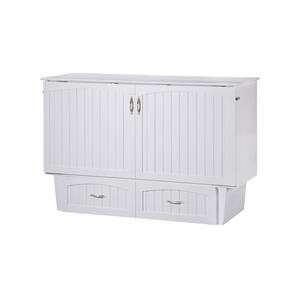 Nantucket Murphy Bed White Queen Chest with Charging Station and Coolsoft Mattress