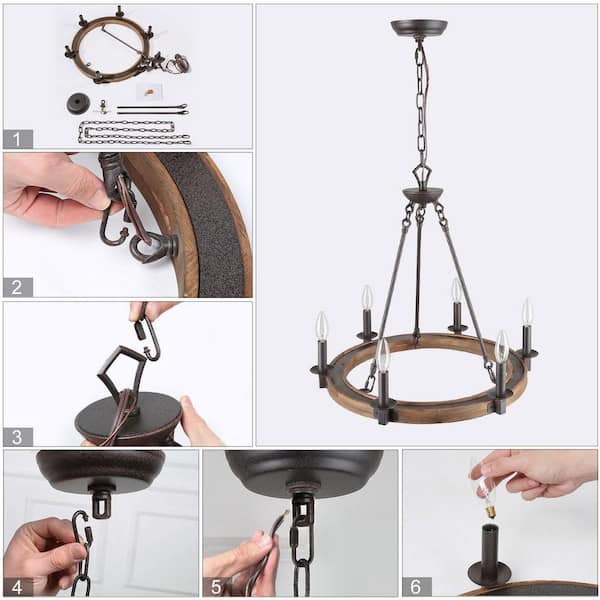 27.6 12-Lights Wagon Wheel Round Island Modern Farmhouse Chandelier Lights  Bronze E12 base – 7Pandas USA Lighting Store