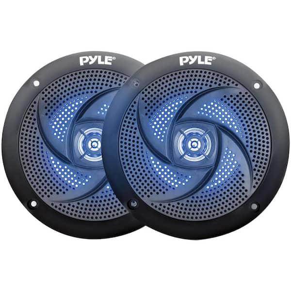 Pyle 4 in. 100-Watt Low-Profile Waterproof Marine Speakers with LEDs