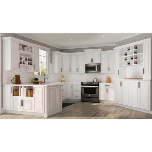 Hampton Bay Hampton Assembled 9 In X 36 In X 12 In Wall Kitchen Cabinet In Satin White Kw936 Sw The Home Depot