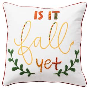 Harvest Ivory/Multi-Color Sentiment Cotton Poly Filled Decorative 20 in. x 20 in. Throw Pillow