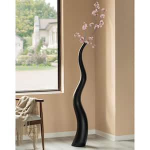 51 in. Ceramic Black Animal Horn Shape Floor Vase for Entryway Dining or Living Room