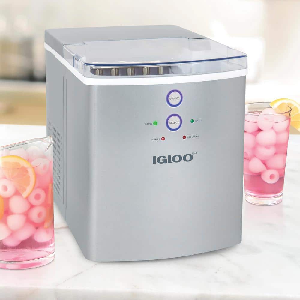 Compact Silver Stainless Steel Portable Countertop Ice Maker