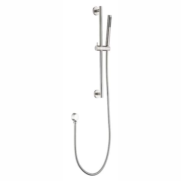 FORCLOVER 1-Spray Patterns with 1.75 GPM 1.5 in. Wall Mount Handheld Shower Head with Adjustable Slide Bar in Brushed Nickel