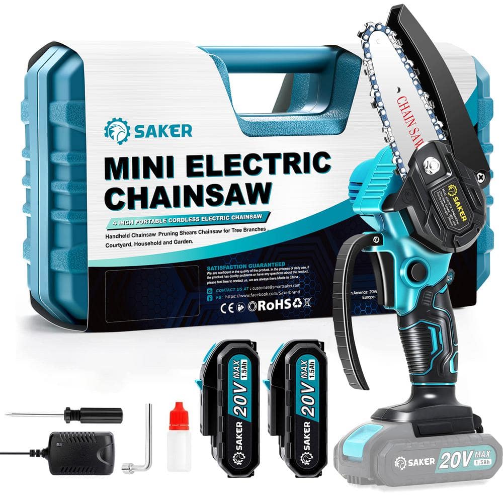  Saker Mini Chainsaw(SAKER MINI CHAINSAW + 2 BATTERIES)+Saker  Connection Profile Gauge(5+10 INCH, BLACK+ORANGE) : Patio, Lawn & Garden