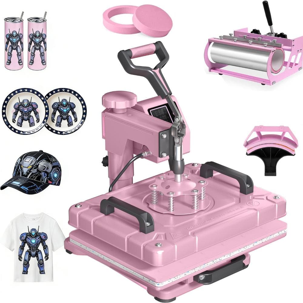 "5 in 1 Swing Away Heat Press Machine, 12"" x 15"" Dual Tube Sublimation Press with Digital Control,Pink PRO" price history on PriceWatchPro