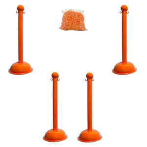 Heavy-Duty Safety Orange Stanchion and Chain Kit