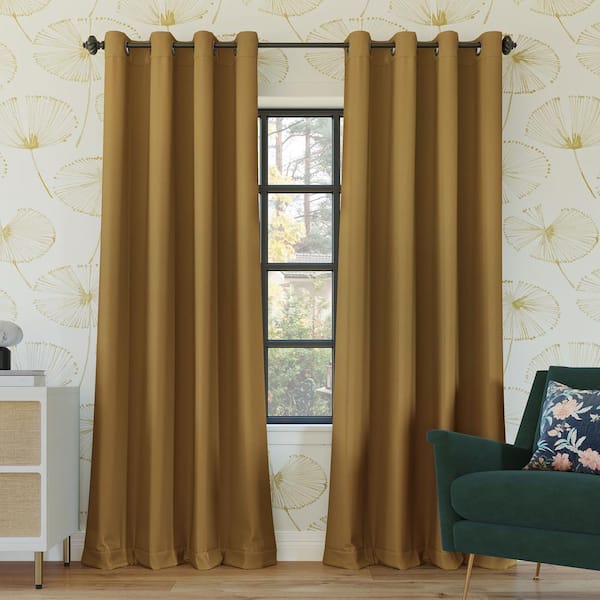 Sun Zero Oslo Theater Grade Gold Polyester Solid 52 in. W x 84 in. L Thermal Grommet Blackout Curtain