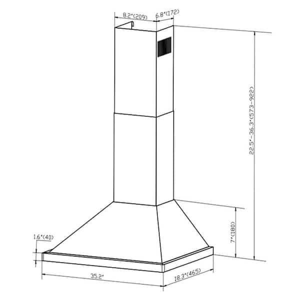 36 in. 450 CFM Convertible Wall Mount Range Hood in Black Stainless Steel