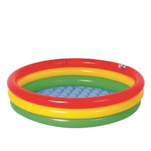 Round 59 in. Red Yellow and Green Inflatable Kiddie Swimming Pool